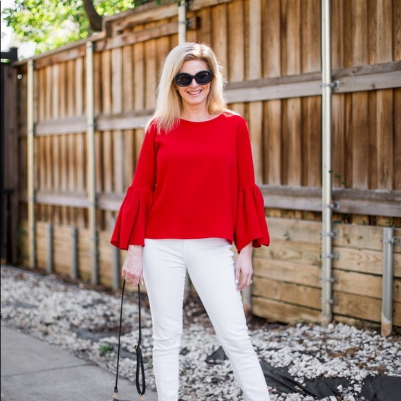 Zara Red Peplum sleeve top in size Medium - Picture 9 of 13